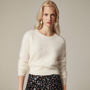 J.CREW Brushed cashmere shrunken crewneck sweater